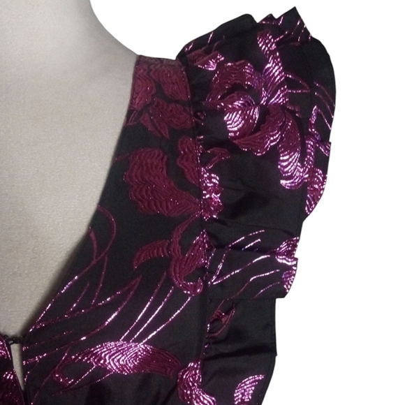 Buddy Love Raspberry Fizz Metallic Tiered Ruffle Dress Black Size Medium - Picture 5 of 10